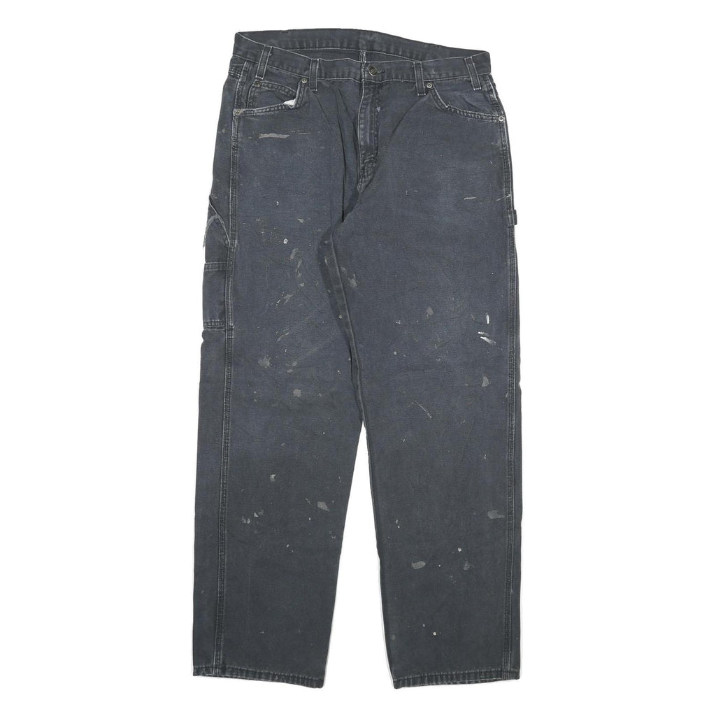 DICKIES Mens Regular Fit Straight Denim Jeans Black W34 L32 Workwear Utility