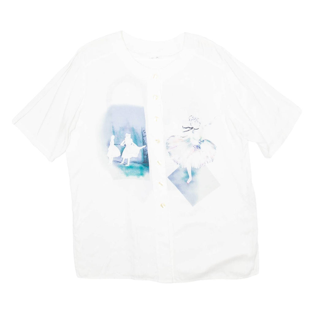 Ballerina Womens Printed Blouse White Crazy Pattern M
