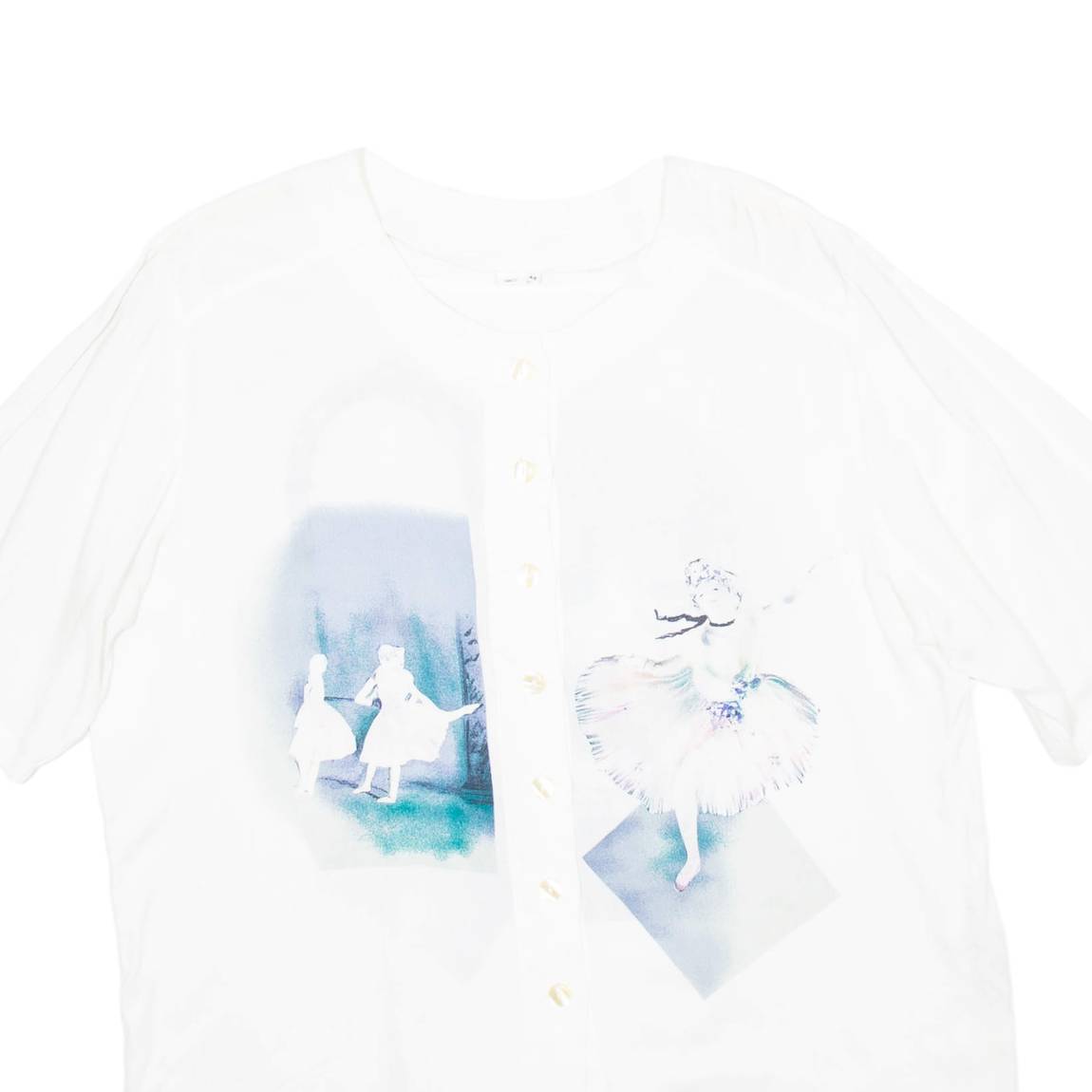 Ballerina Womens Printed Blouse White Crazy Pattern M