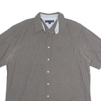 TOMMY HILFIGER Mens Black & White Check Shirt XL Short Sleeve Cotton Casual