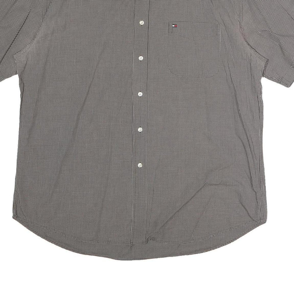 TOMMY HILFIGER Mens Black & White Check Shirt XL Short Sleeve Cotton Casual