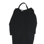 PRADA Womens Black Polyester Bodycon Long Sleeve Knee Length Dress Feather Trim