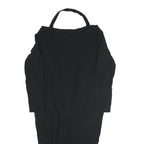 PRADA Womens Black Polyester Bodycon Long Sleeve Knee Length Dress Feather Trim