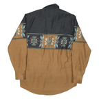 ROPEN Mens Black & Brown Geometric Print Cotton Blend Shirt L Casual