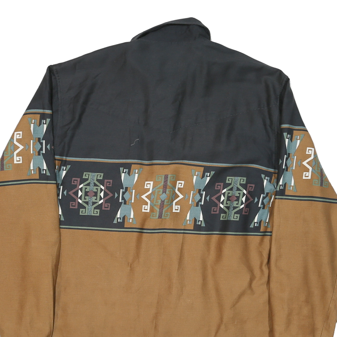 ROPEN Mens Black & Brown Geometric Print Cotton Blend Shirt L Casual