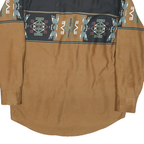 ROPEN Mens Black & Brown Geometric Print Cotton Blend Shirt L Casual