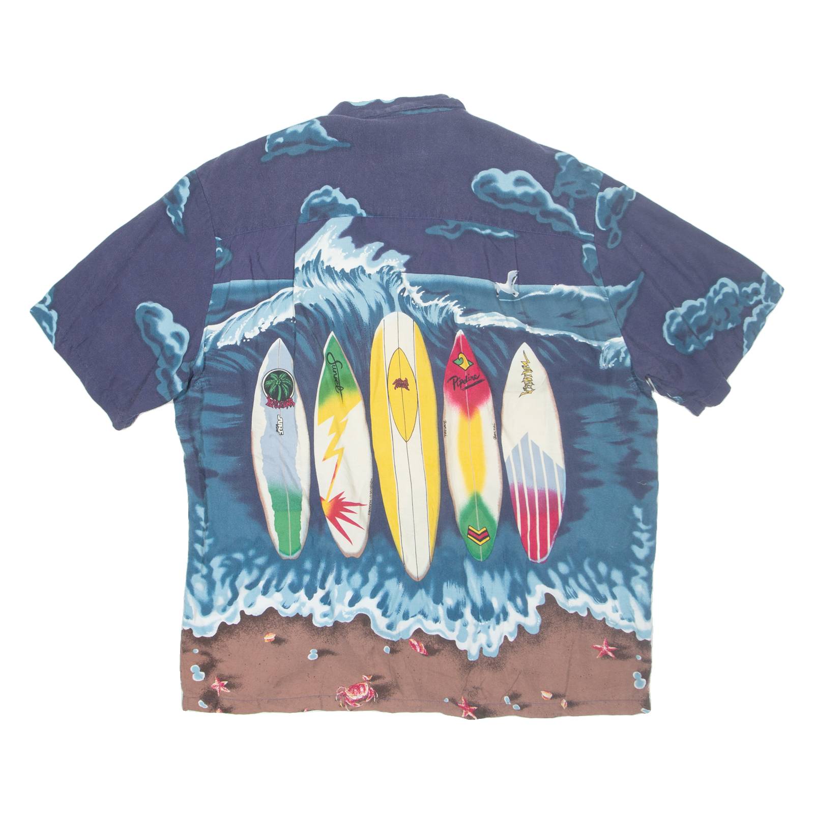 PARADISE FOUND Mens Hawaiian Shirt Blue Crazy Pattern L