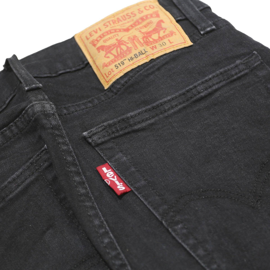 LEVI'S 519 Hi-Ball Mens Jeans Black Slim Skinny Denim W27 L27 Zip
