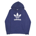 ADIDAS Womens Blue Hoodie M Cotton Blend Pullover Sweatshirt Casual