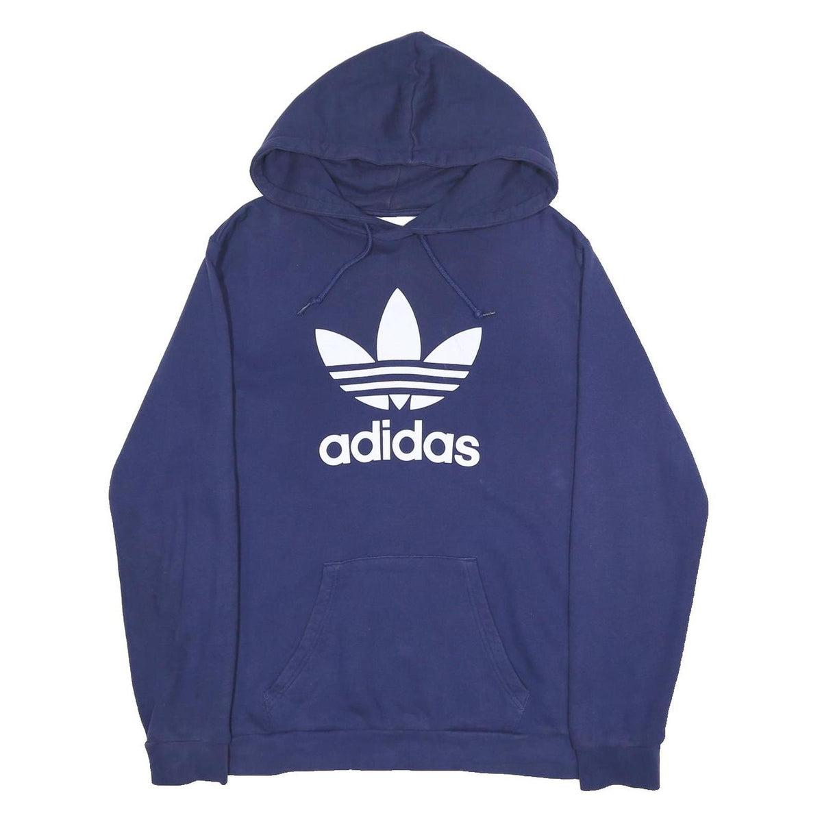 ADIDAS Womens Blue Hoodie M Cotton Blend Pullover Sweatshirt Casual