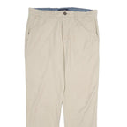 TOMMY HILFIGER Mens Cotton Beige Regular Straight Trousers W36 L31 Classic Zip