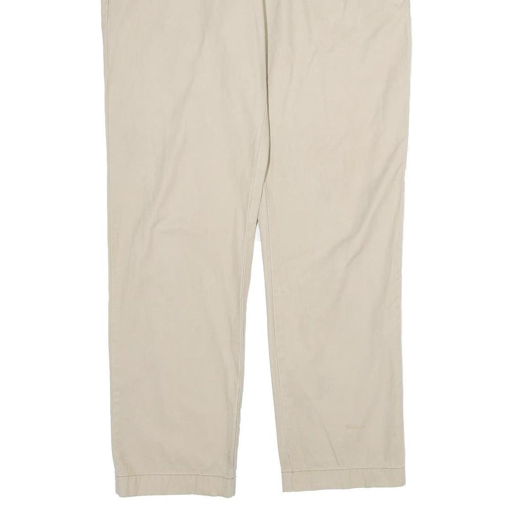 TOMMY HILFIGER Mens Cotton Beige Regular Straight Trousers W36 L31 Classic Zip