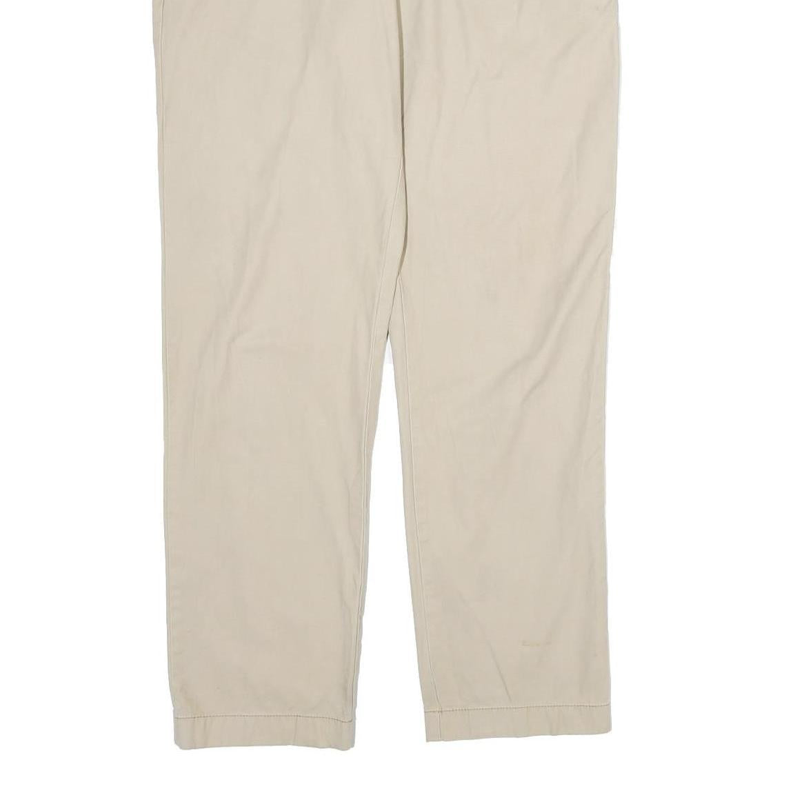 TOMMY HILFIGER Mens Cotton Beige Regular Straight Trousers W36 L31 Classic Zip
