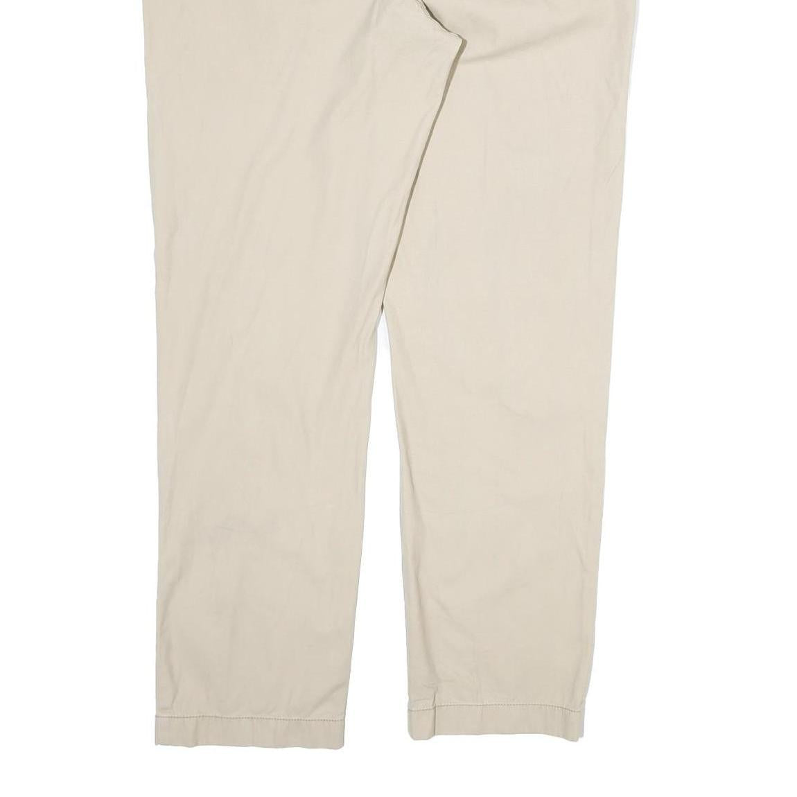 TOMMY HILFIGER Mens Cotton Beige Regular Straight Trousers W36 L31 Classic Zip