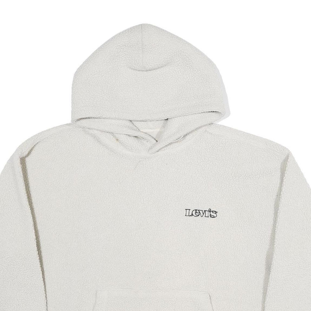 LEVI'S Mens White Pullover Hoodie L Cotton Soft Comfort