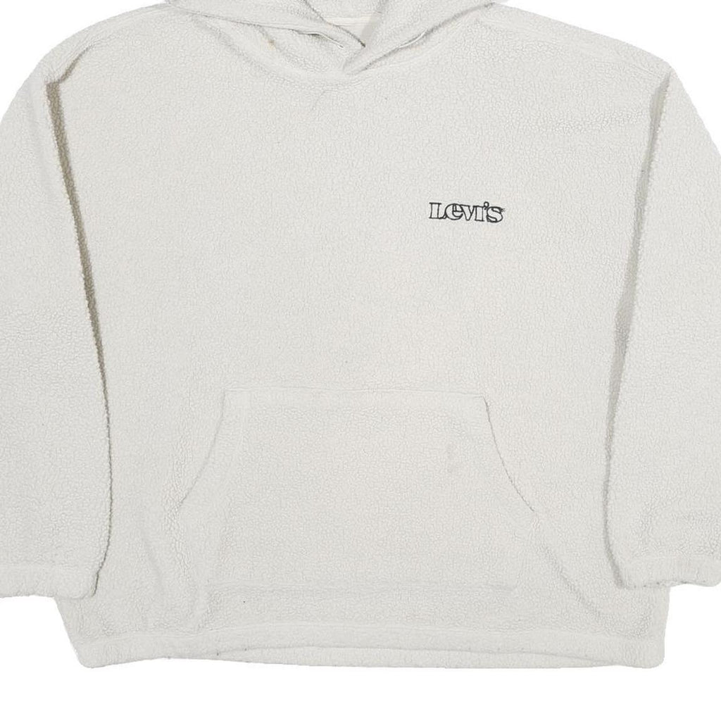 LEVI'S Mens White Pullover Hoodie L Cotton Soft Comfort