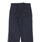 Mens Wool Blend Navy Trousers Regular Fit Straight Leg W25 L25 Zip Closure