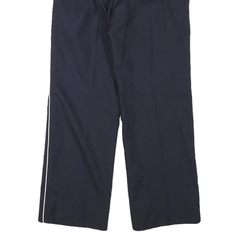 Mens Wool Blend Navy Trousers Regular Fit Straight Leg W25 L25 Zip Closure