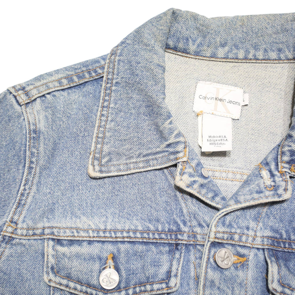 CALVIN KLEIN JEANS Girls Blue Denim Jacket L Cotton Blend Button Fastening