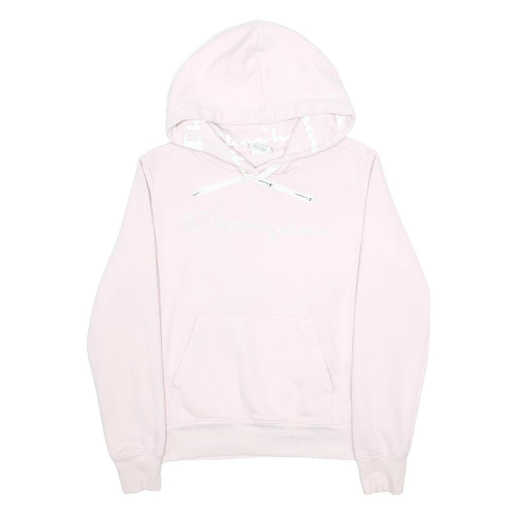 CHAMPION Womens Pink Pullover Hoodie S Cotton Blend Classic Logo Casual