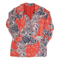 Womens Red Navy & White Abstract Print Button Jacket M Polyester Blend Casual