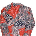 Womens Red Navy & White Abstract Print Button Jacket M Polyester Blend Casual
