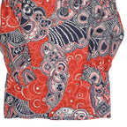 Womens Red Navy & White Abstract Print Button Jacket M Polyester Blend Casual