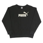 PUMA Womens Black Cotton Blend Crew Neck UK 12 Sweatshirt Logo Patch