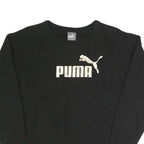 PUMA Womens Black Cotton Blend Crew Neck UK 12 Sweatshirt Logo Patch