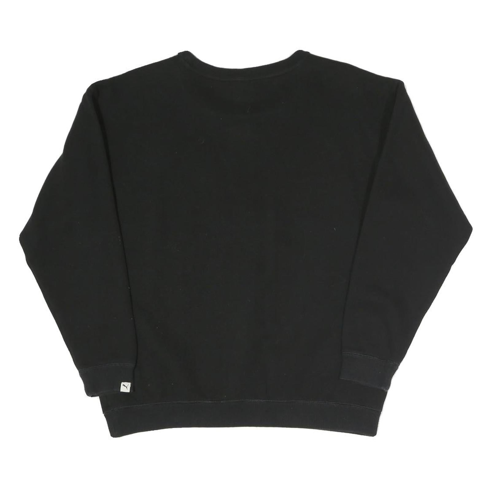 PUMA Womens Black Cotton Blend Crew Neck UK 12 Sweatshirt Logo Patch