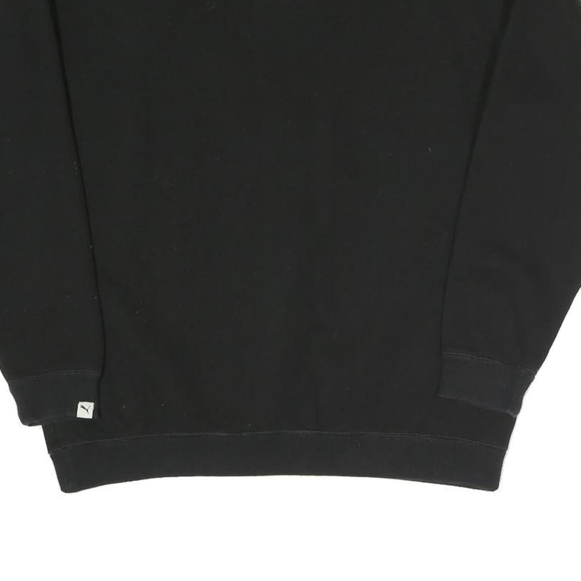 PUMA Womens Black Cotton Blend Crew Neck UK 12 Sweatshirt Logo Patch