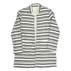 Womens Black & White Striped Jacket S Polyester Blend Woven Relaxed Fit Open