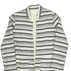 Womens Black & White Striped Jacket S Polyester Blend Woven Relaxed Fit Open