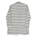 Womens Black & White Striped Jacket S Polyester Blend Woven Relaxed Fit Open