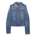 TOMMY HILFIGER Womens Blue Denim Jacket S Cotton Blend Button Casual Classic