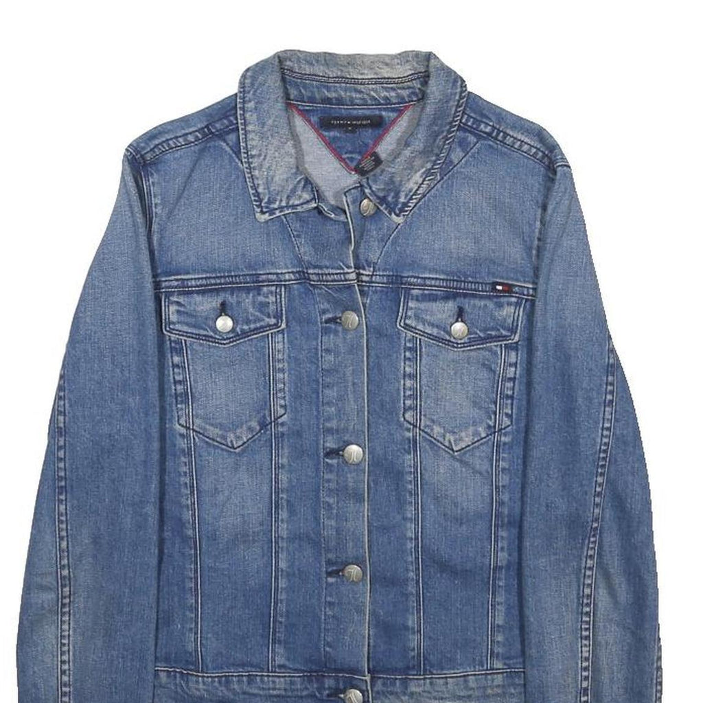 TOMMY HILFIGER Womens Blue Denim Jacket S Cotton Blend Button Casual Classic