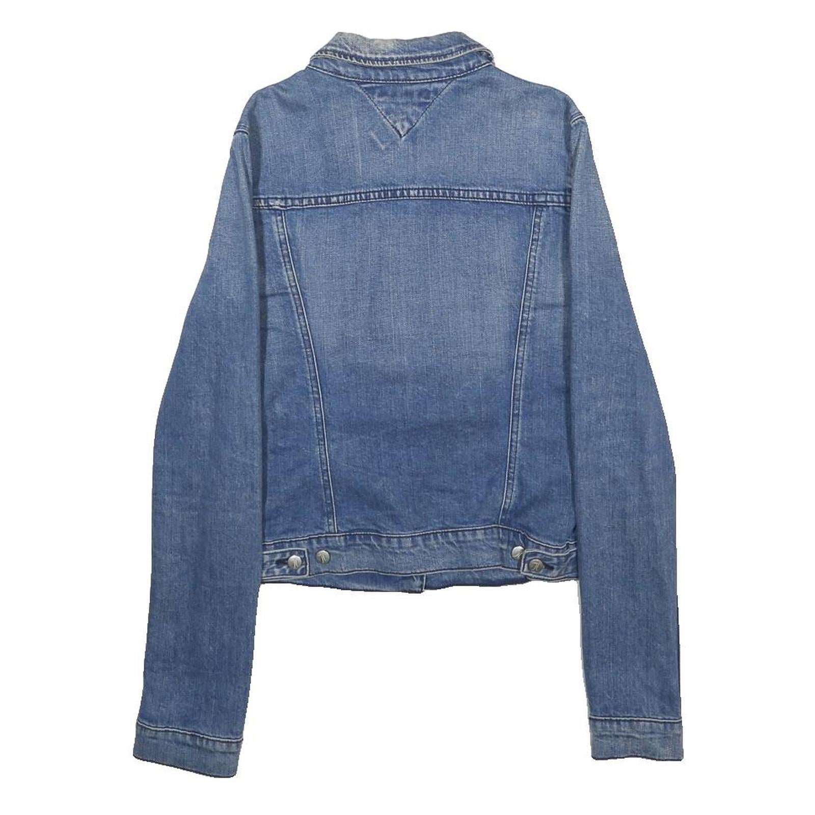 TOMMY HILFIGER Womens Blue Denim Jacket S Cotton Blend Button Casual Classic