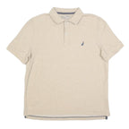 NAUTICA Mens Beige Short Sleeve Plain M Polo Shirt Cotton Blend Casual