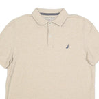 NAUTICA Mens Beige Short Sleeve Plain M Polo Shirt Cotton Blend Casual