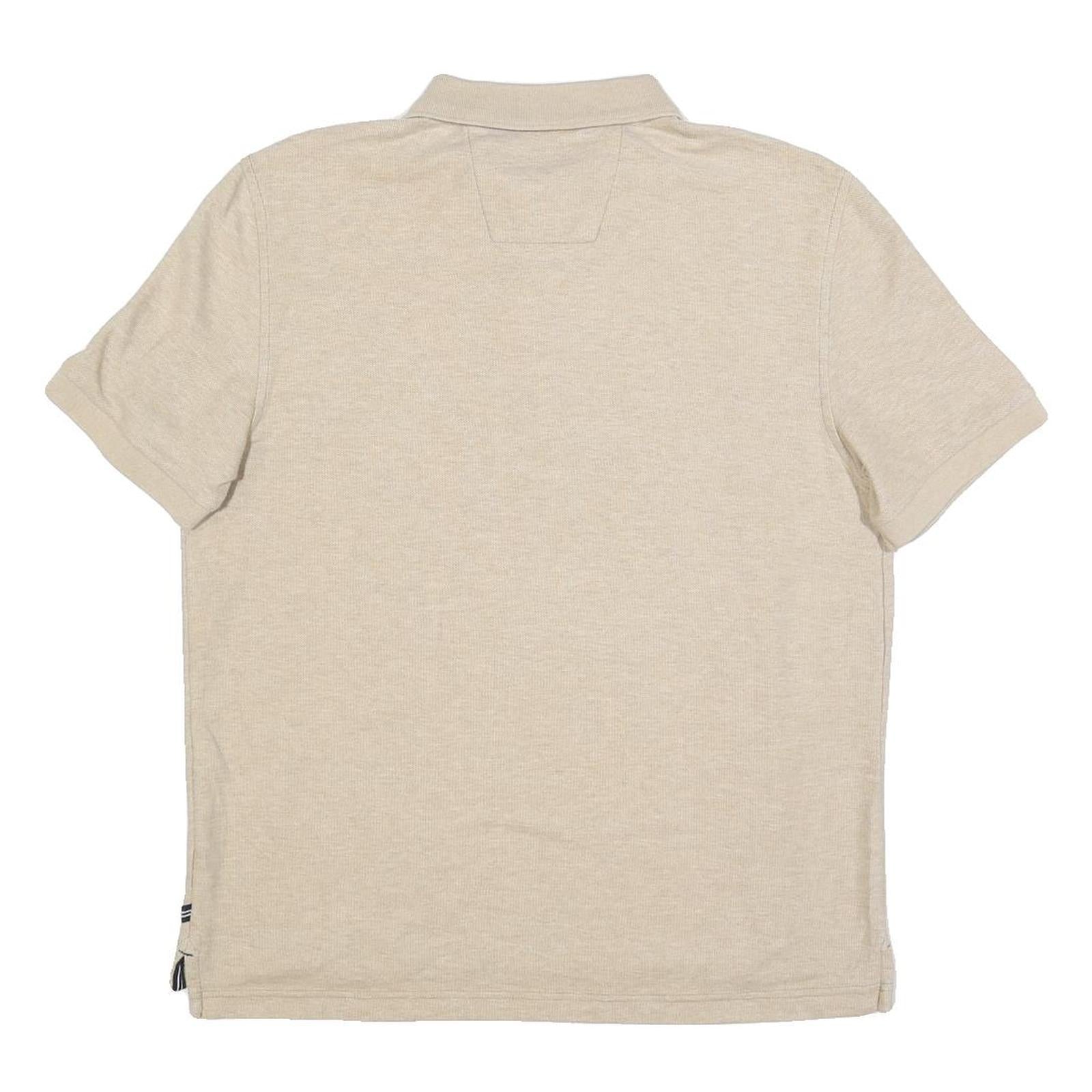 NAUTICA Mens Beige Short Sleeve Plain M Polo Shirt Cotton Blend Casual