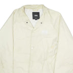 VANS Mens Cream Nylon Button Jacket S Plain Lightweight Casual Outerwear