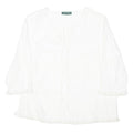 LAUREN RALPH LAUREN Womens White Cotton Blend Blouse 3/4 Sleeve Button Neck L