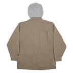 TIMBERLAND Mens Beige & Grey Hooded Cotton Workwear Jacket L Relaxed Fit Zip