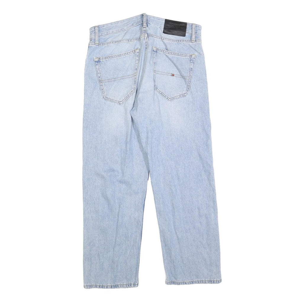 TOMMY HILFIGER Mens Jeans Light Blue Relaxed Straight Denim Rinse W32 L26 Button