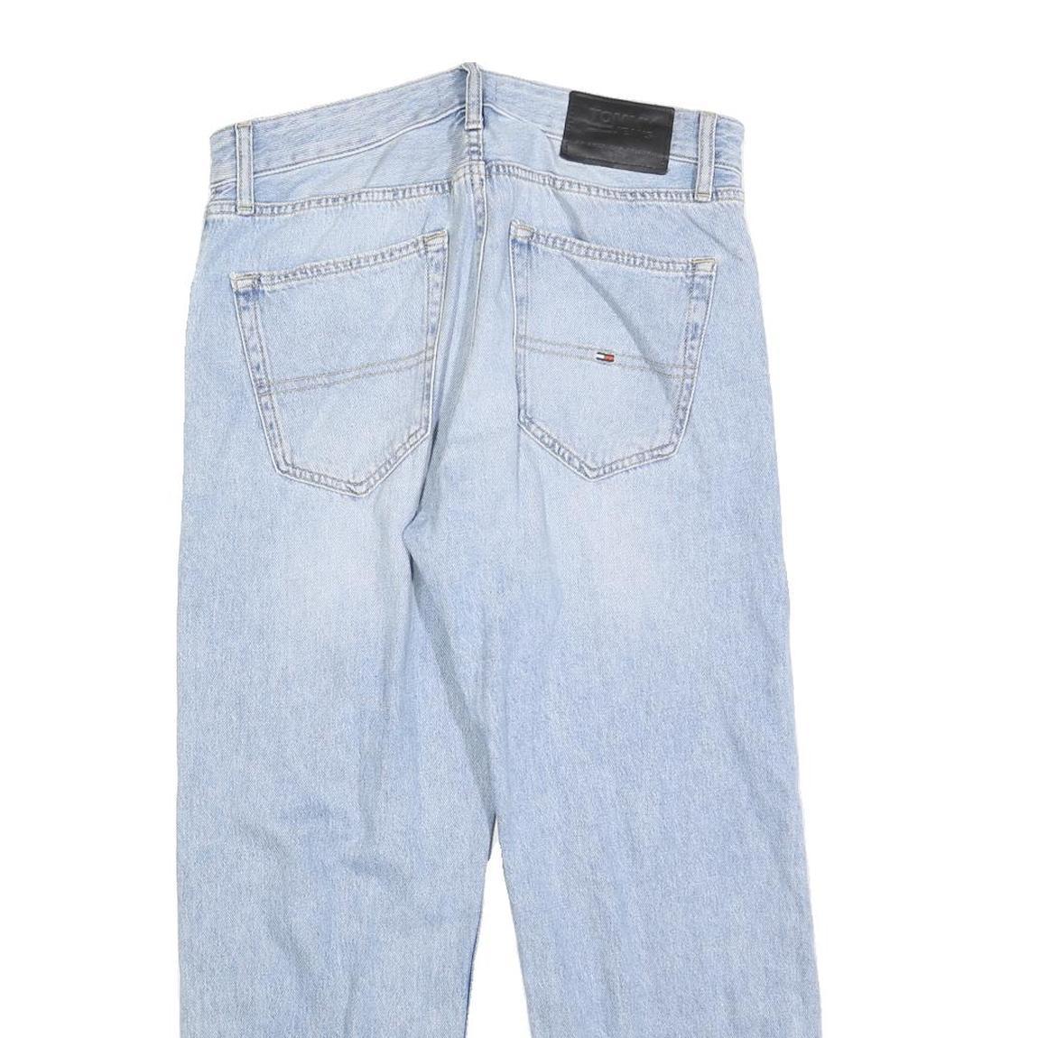 TOMMY HILFIGER Mens Jeans Light Blue Relaxed Straight Denim Rinse W32 L26 Button