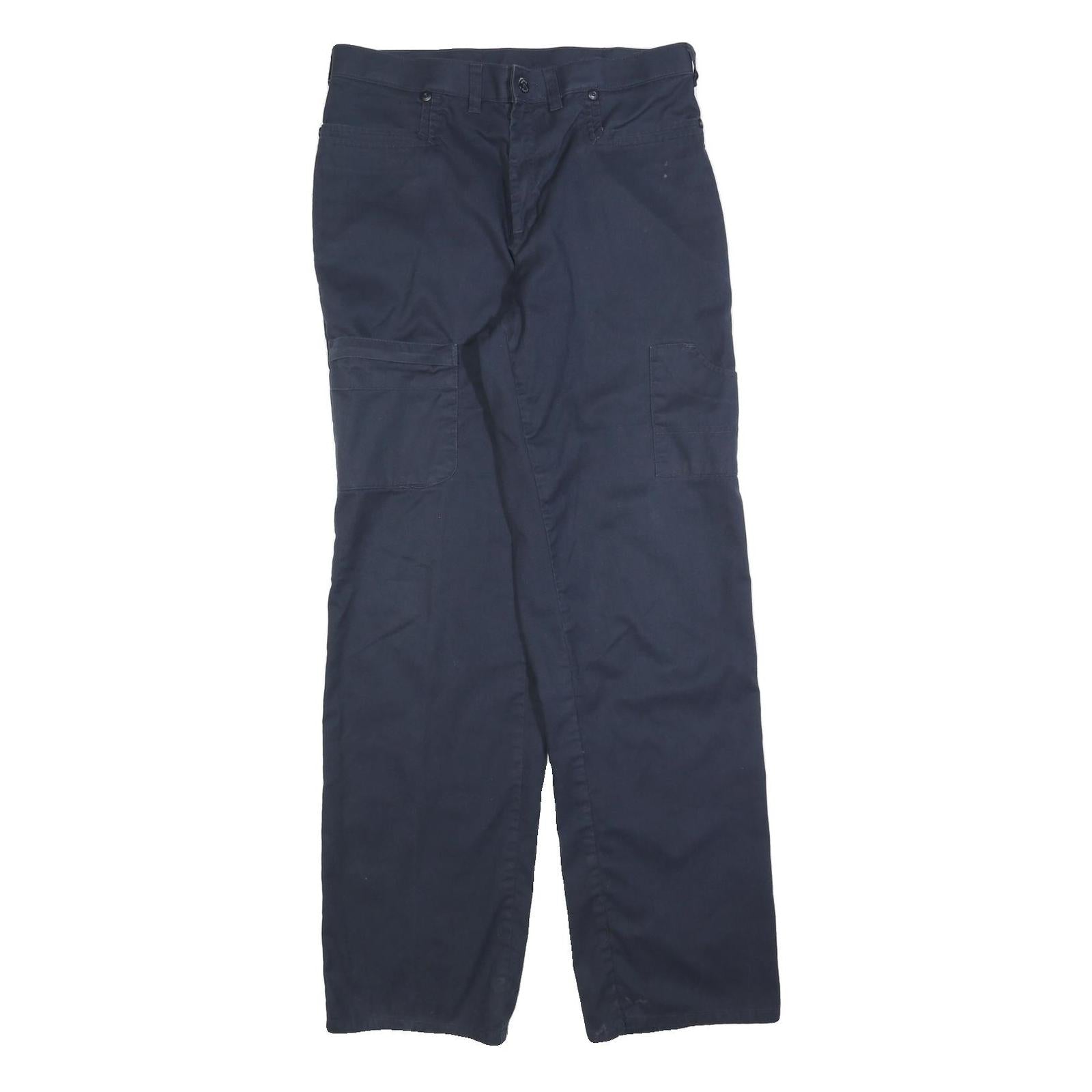 DICKIES Womens Cotton Blend Navy Blue Regular Fit Straight Leg Trousers W32 L32