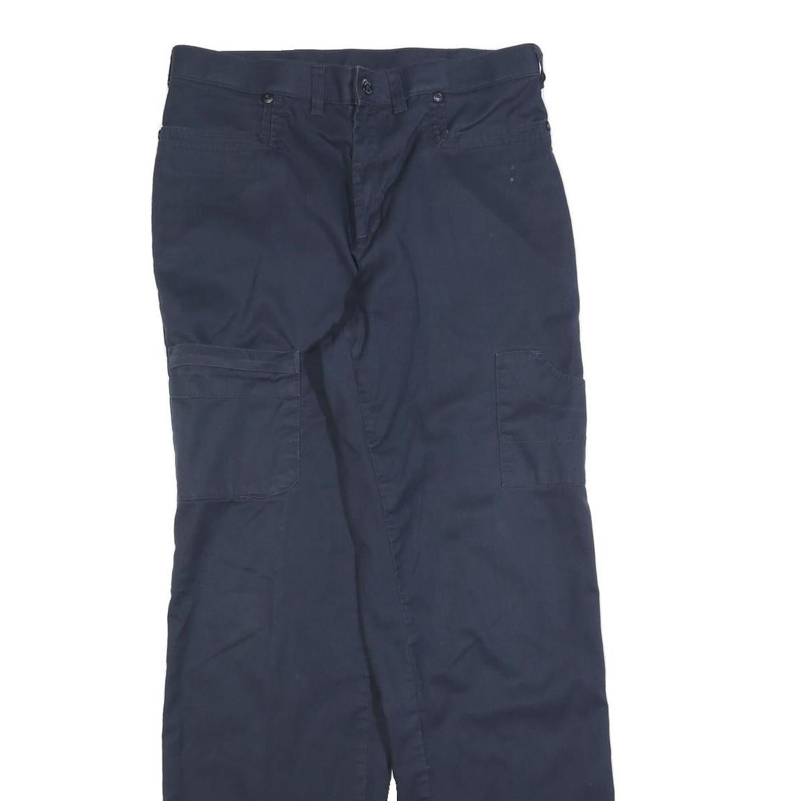 DICKIES Womens Cotton Blend Navy Blue Regular Fit Straight Leg Trousers W32 L32