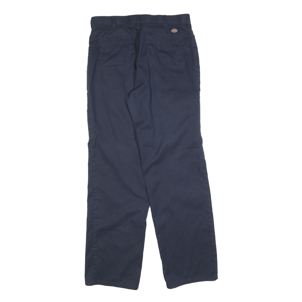 DICKIES Womens Cotton Blend Navy Blue Regular Fit Straight Leg Trousers W32 L32