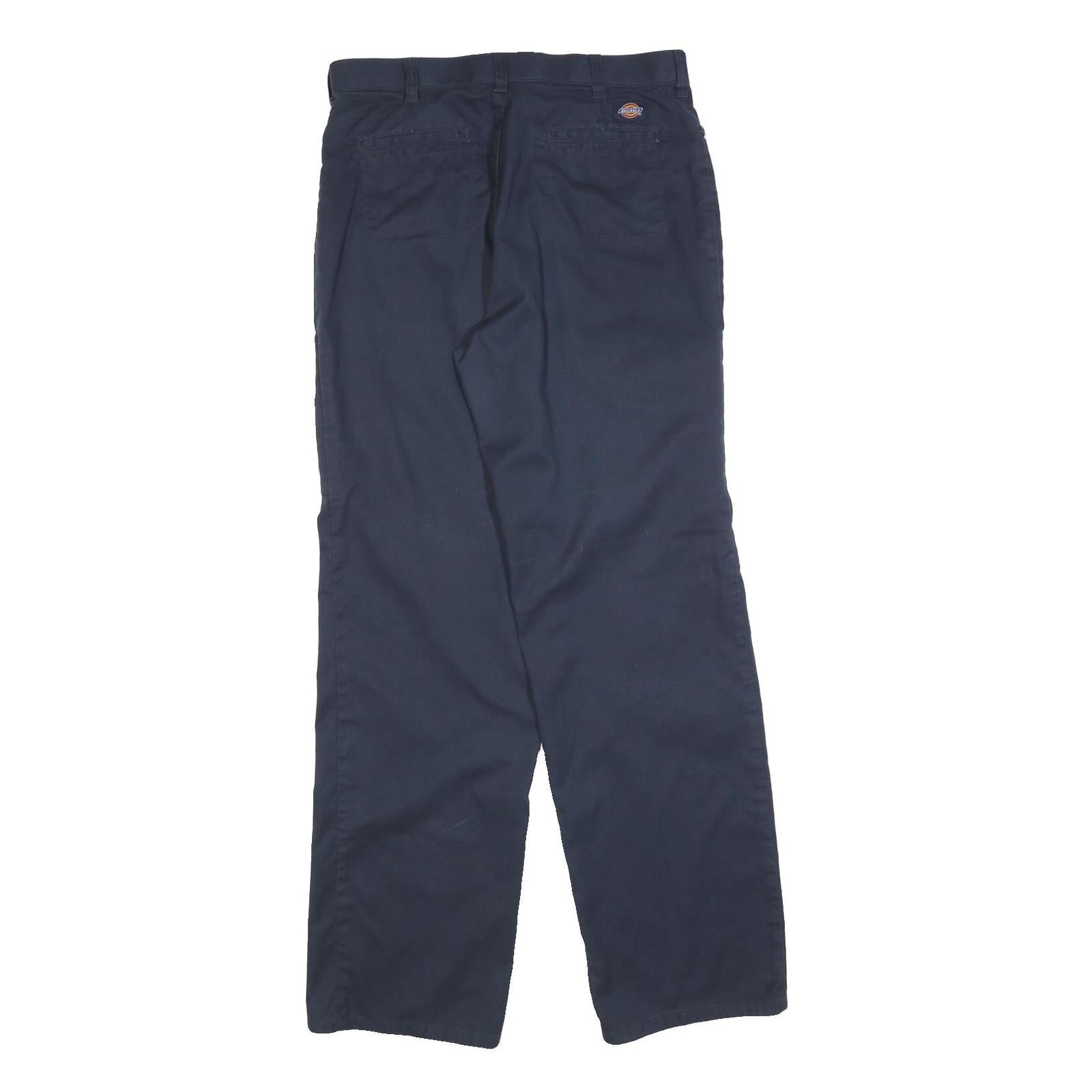 DICKIES Womens Cotton Blend Navy Blue Regular Fit Straight Leg Trousers W32 L32