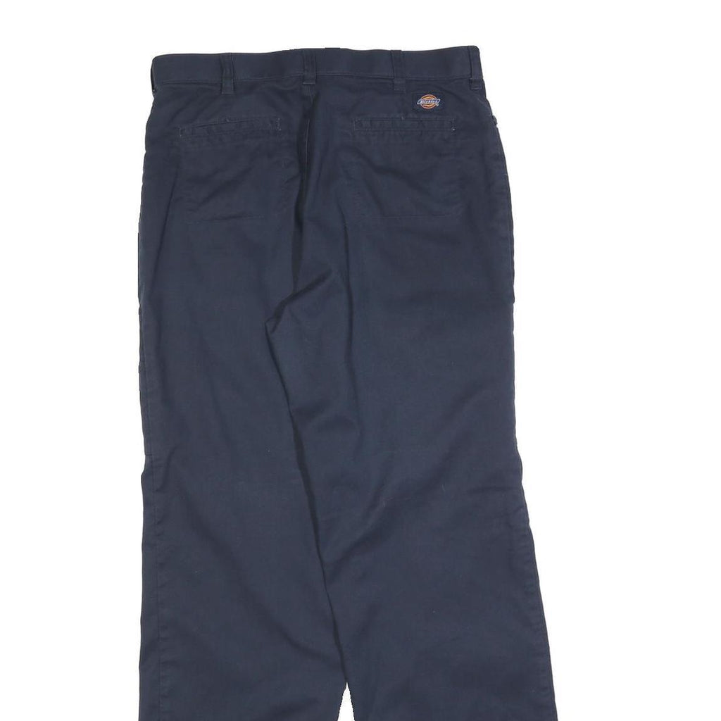 DICKIES Womens Cotton Blend Navy Blue Regular Fit Straight Leg Trousers W32 L32